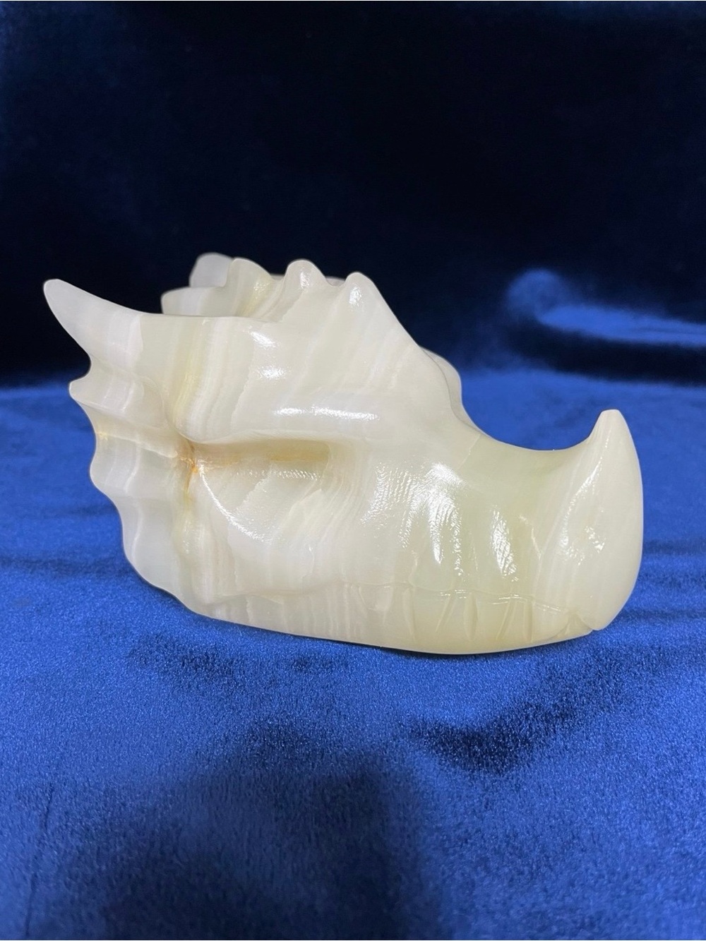 Beautiful Large Afghan Jade Dragon Skull Head Crystal Carving